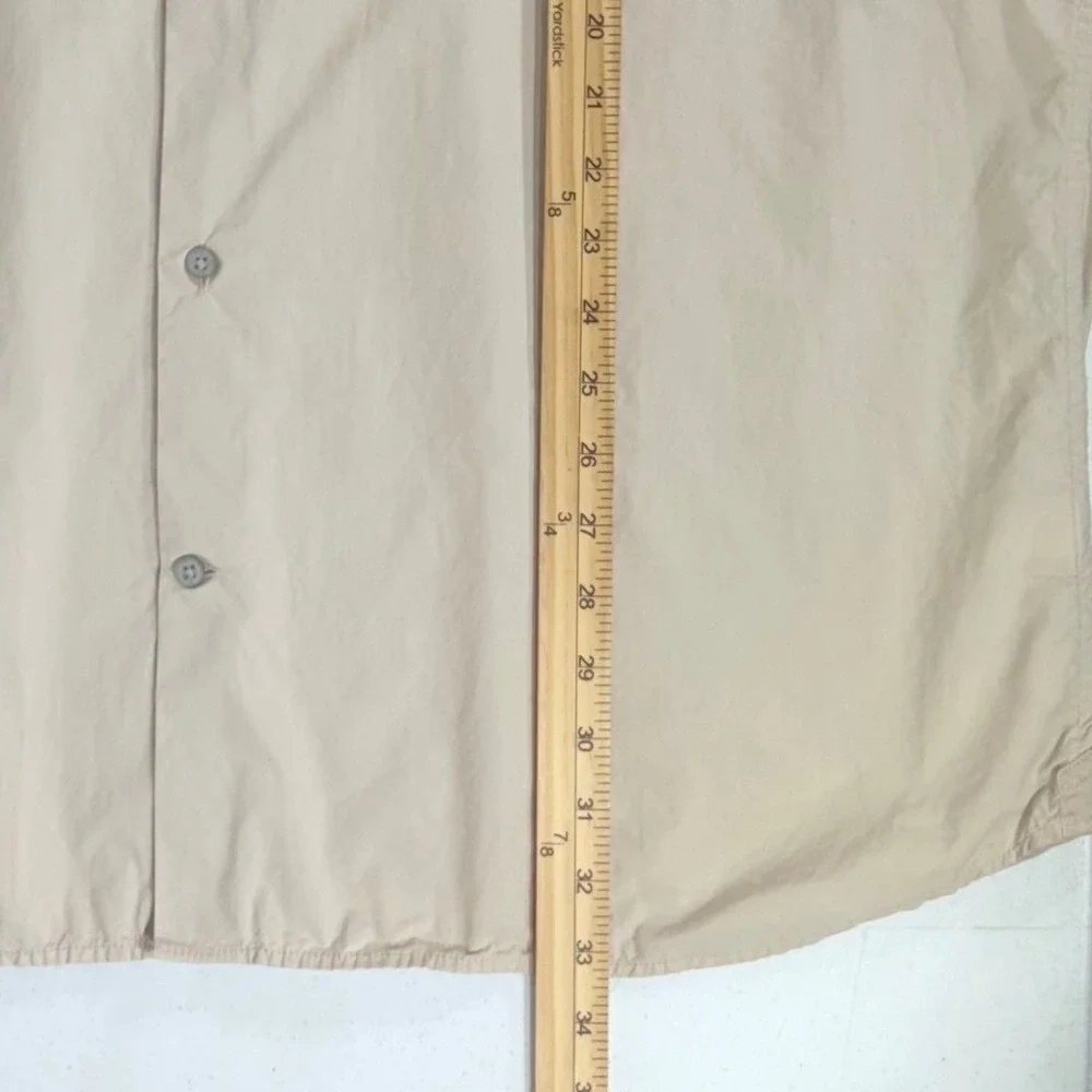Banana Republic Button Front Shirt XXL Tall Tan Cotton Safari Epaulets READ